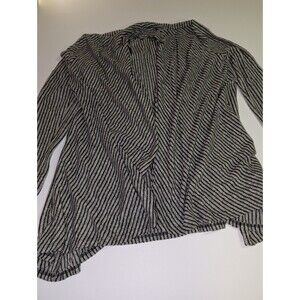 Le Lis Striped Knit Open Front Cardigan Long Sleeve Gray Black Size Medium Made
